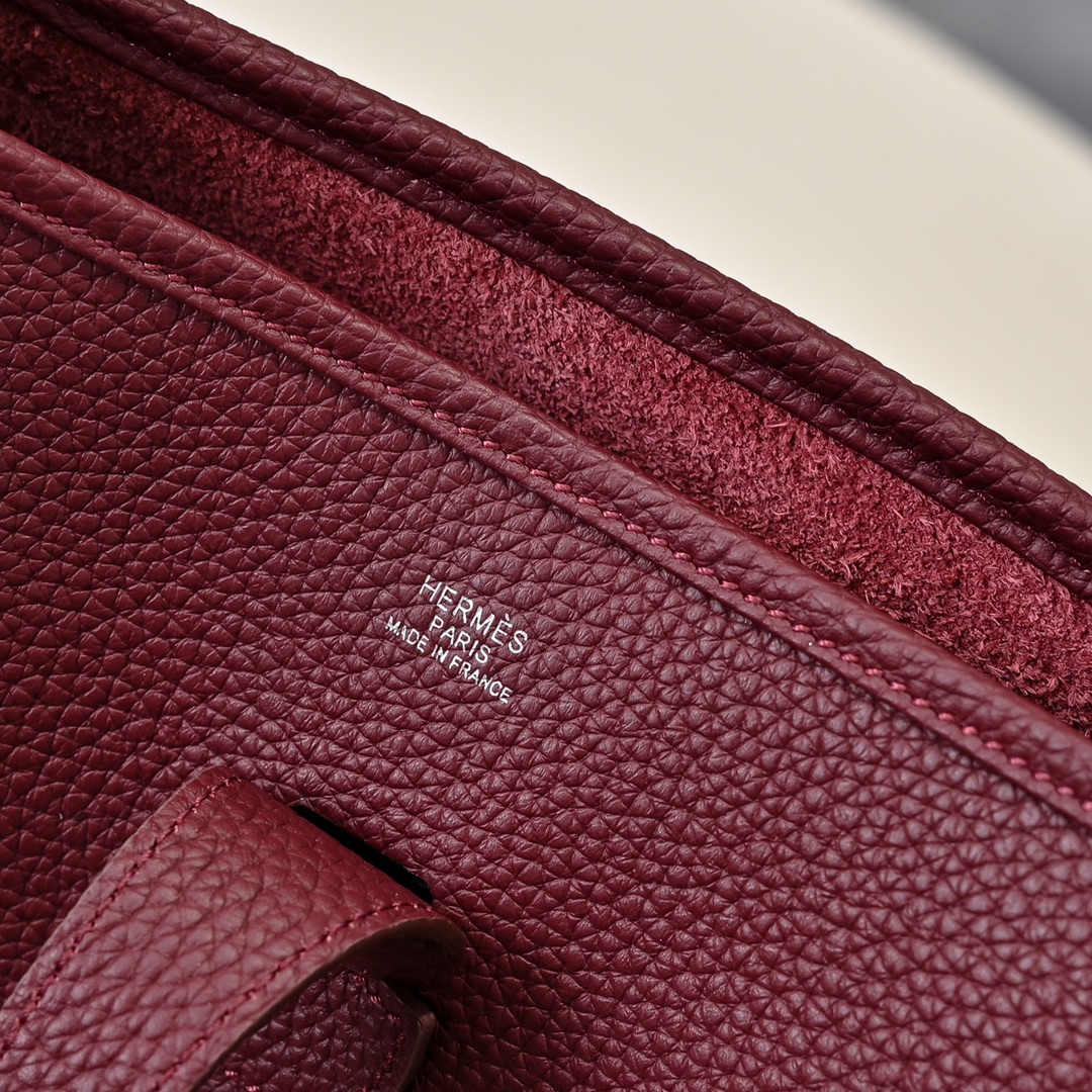 Hermes 一比一 Evelyne Mini 斜挎包 酒红色 银扣简约款| 8 Hermes 一比一 Evelyne Mini 斜挎包 酒红色 银扣简约款