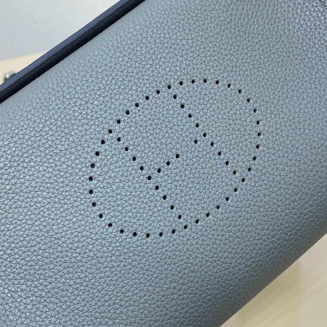 Hermes 原單 Evelyne TPM 灰色拼綠白織帶迷你斜背包 清新百搭款| 10 Hermes 原單 Evelyne TPM 灰色拼綠白織帶迷你斜背包 清新百搭款