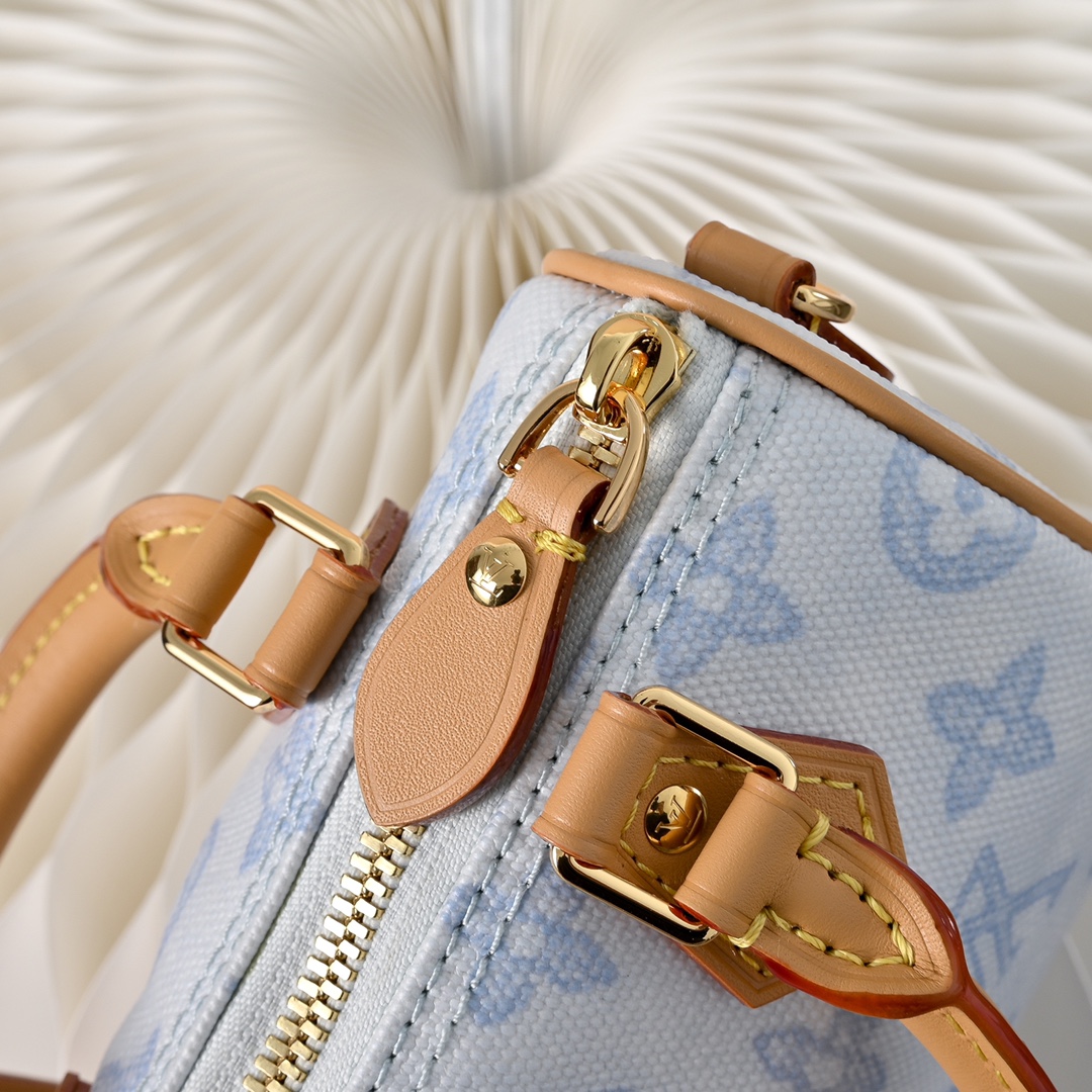 LV 高仿 Nano Speedy 藍白拼色迷你波士頓包 手提斜背兩用女包| 12 LV 高仿 Nano Speedy 藍白拼色迷你波士頓包 手提斜背兩用女包