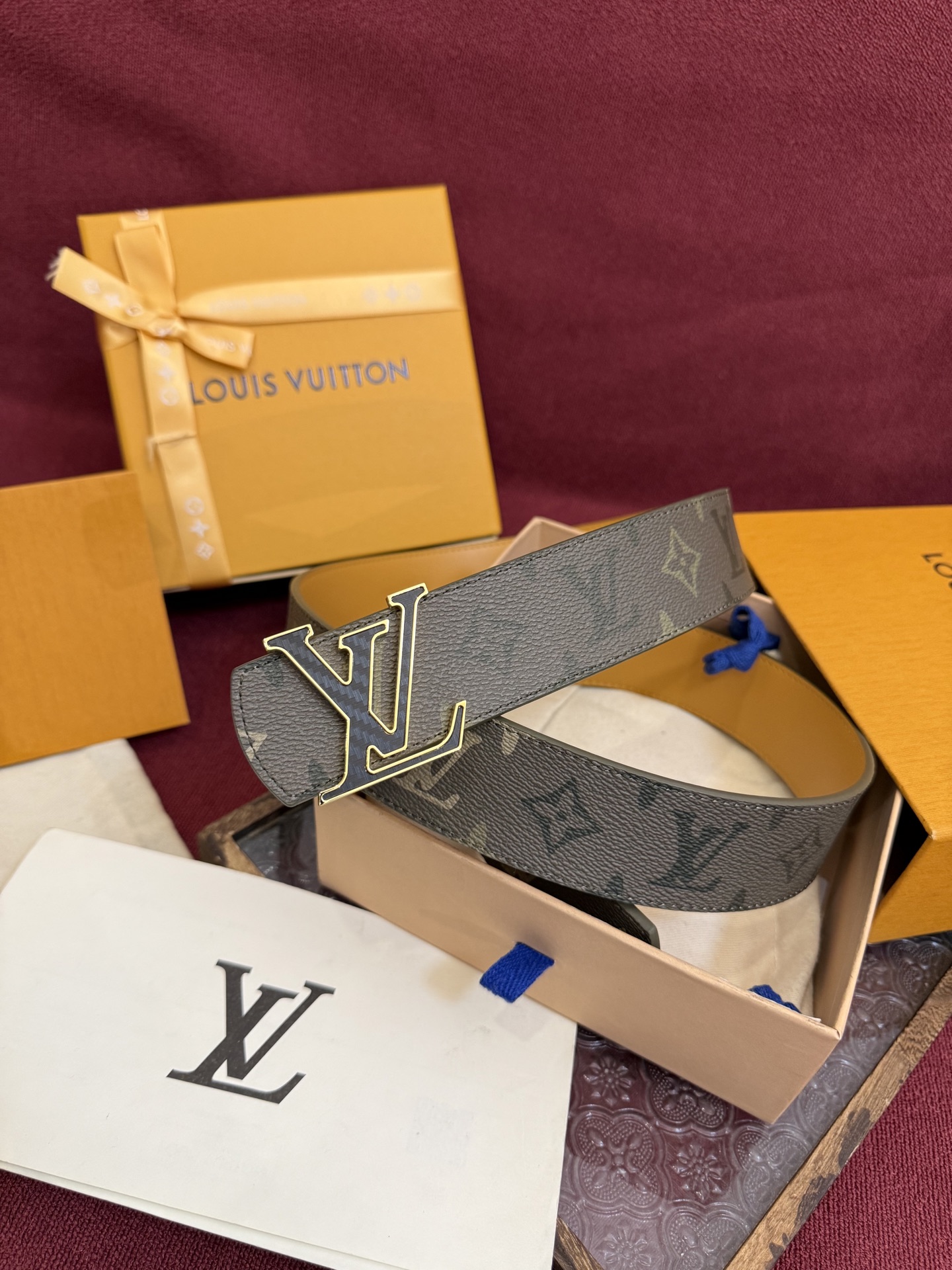 LV 一比一 男款 老花拼接LV扣頭皮帶 經典百搭腰帶| 7 LV 一比一 男款 老花拼接LV扣頭皮帶 經典百搭腰帶
