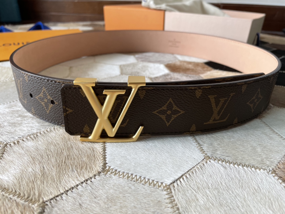 LV 一比一 男款 棕色棋盤格皮帶 簡約潮流百搭款