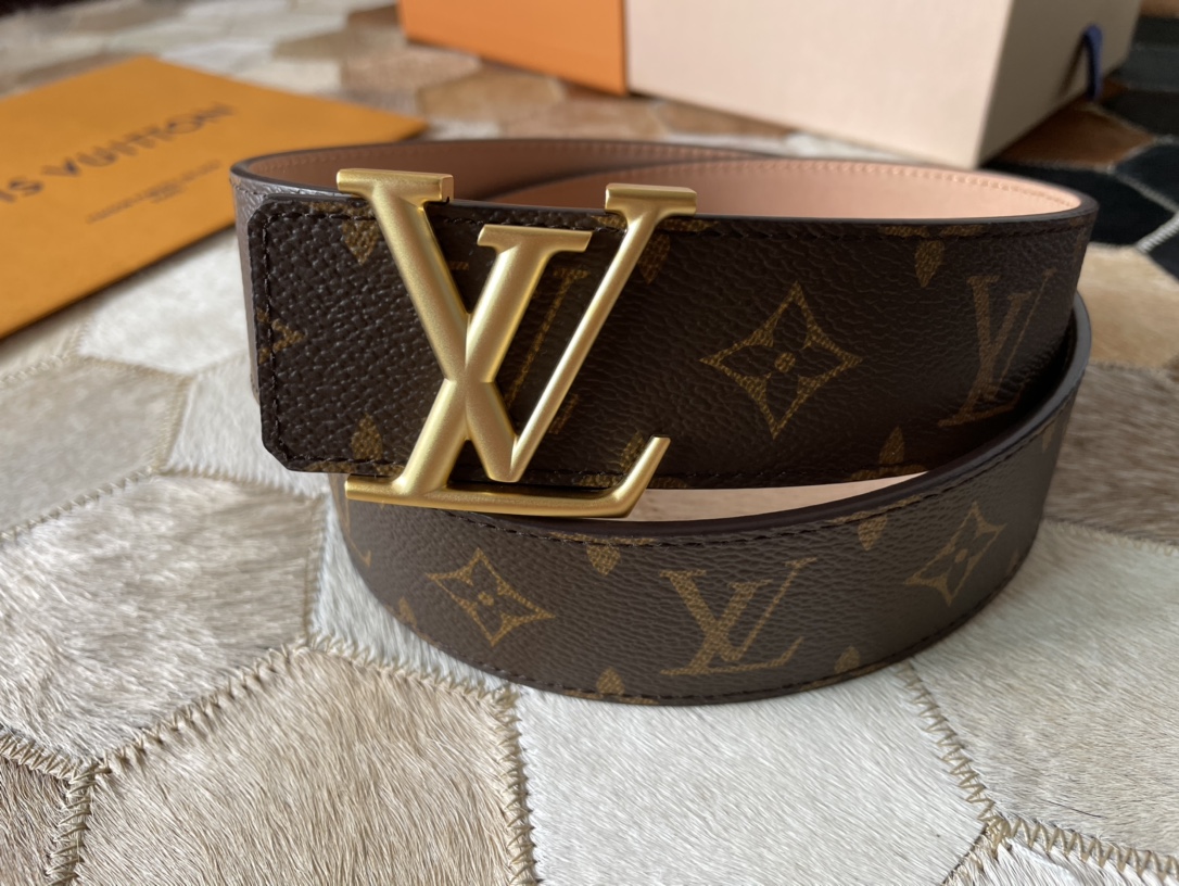 LV 一比一 男款 棕色棋盤格皮帶 簡約潮流百搭款