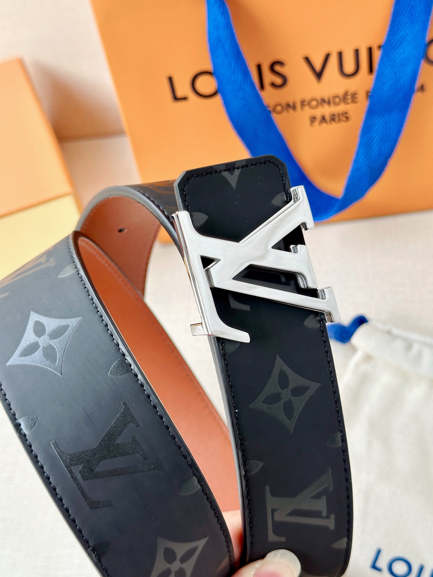 LV 原單 男款 經典老花皮帶 金屬扣頭百搭款| 11 LV 原單 男款 經典老花皮帶 金屬扣頭百搭款
