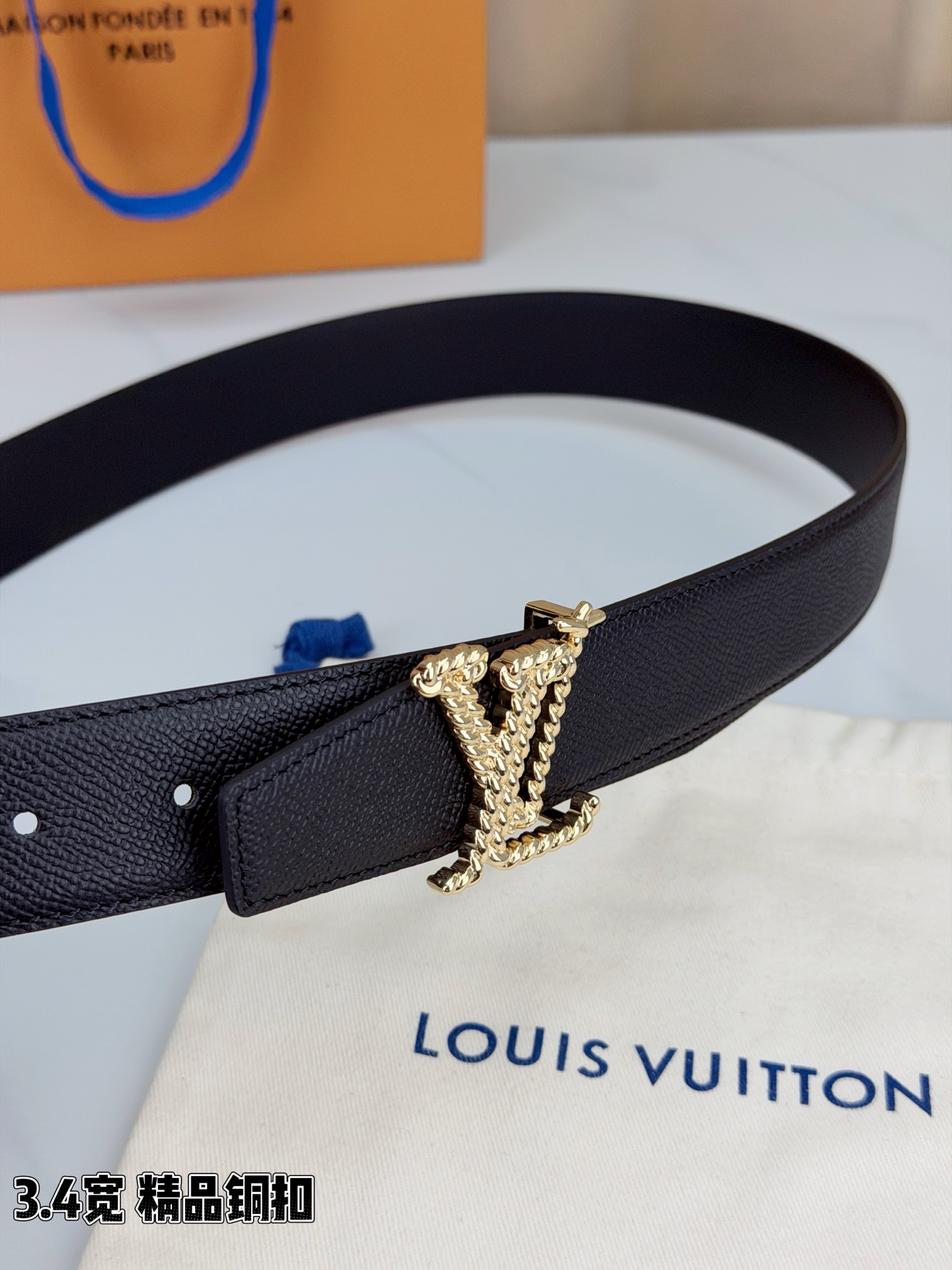 LV 一比一鏈條扣皮帶|黑色牛皮編織LV扣頭時尚腰帶| 14 LV 一比一鏈條扣皮帶|黑色牛皮編織LV扣頭時尚腰帶