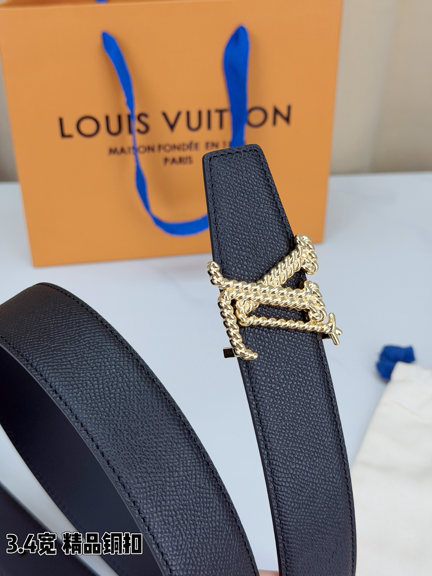 LV 一比一鏈條扣皮帶|黑色牛皮編織LV扣頭時尚腰帶| 13 LV 一比一鏈條扣皮帶|黑色牛皮編織LV扣頭時尚腰帶