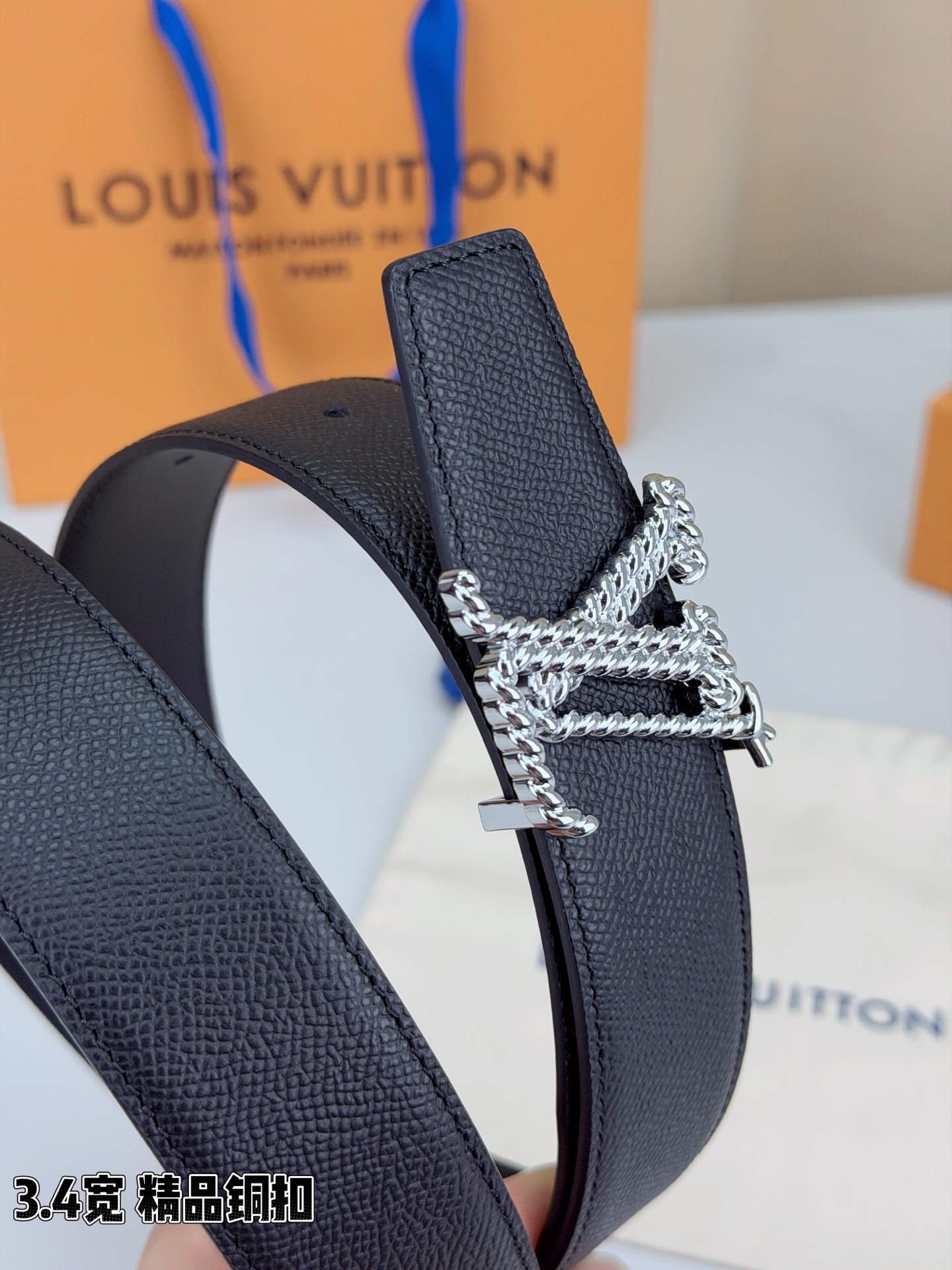 LV 一比一鏈條扣皮帶|黑色牛皮編織LV扣頭時尚腰帶| 10 LV 一比一鏈條扣皮帶|黑色牛皮編織LV扣頭時尚腰帶