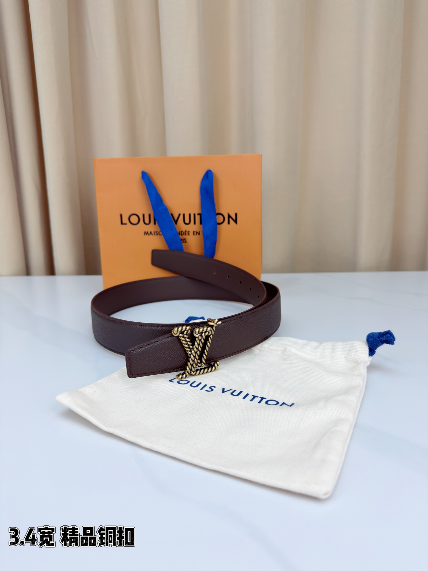 LV 一比一棕色粒面皮帶|金扣經典簡約款男士精品腰帶| 7 LV 一比一棕色粒面皮帶|金扣經典簡約款男士精品腰帶