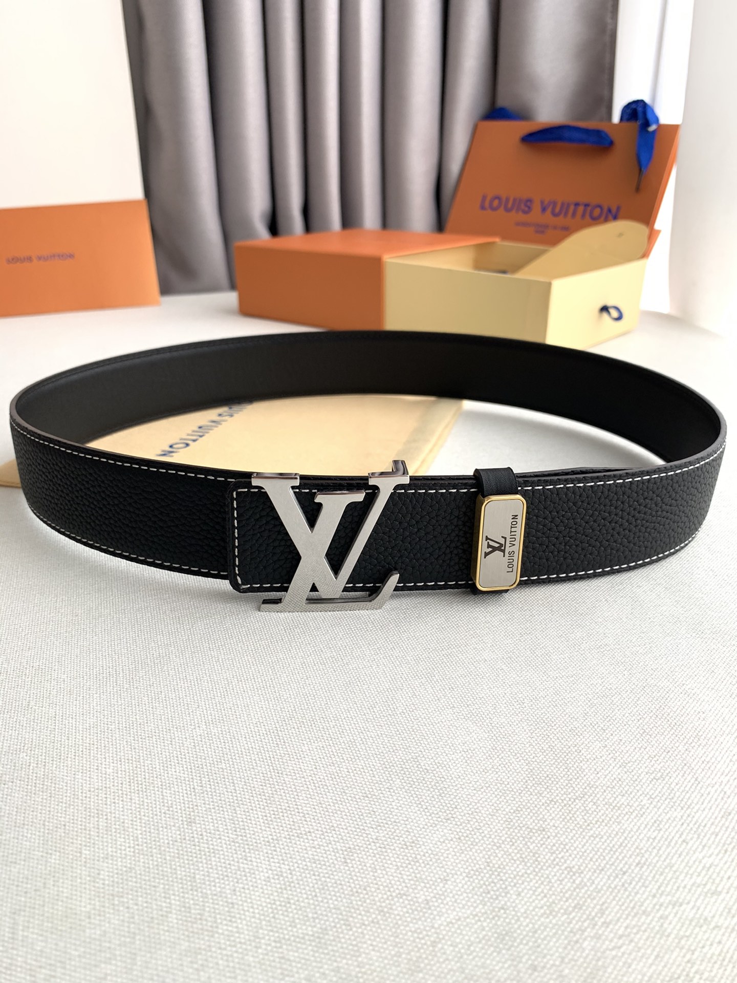 LV 原單黑色皮帶|鏈條LV扣頭設計復古風男士腰帶| 14 LV 原單黑色皮帶|鏈條LV扣頭設計復古風男士腰帶