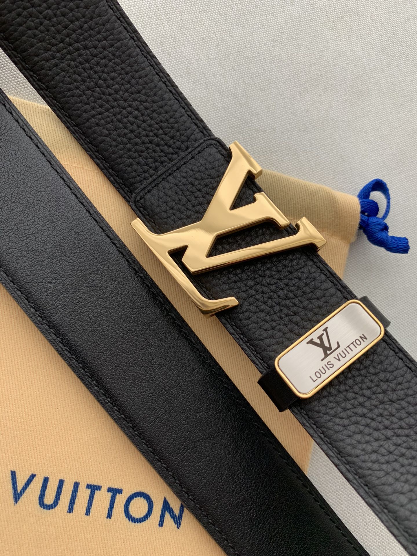 LV 高仿黑色皮帶|鏈條LV扣頭設計高端商務腰帶| 14 LV 高仿黑色皮帶|鏈條LV扣頭設計高端商務腰帶