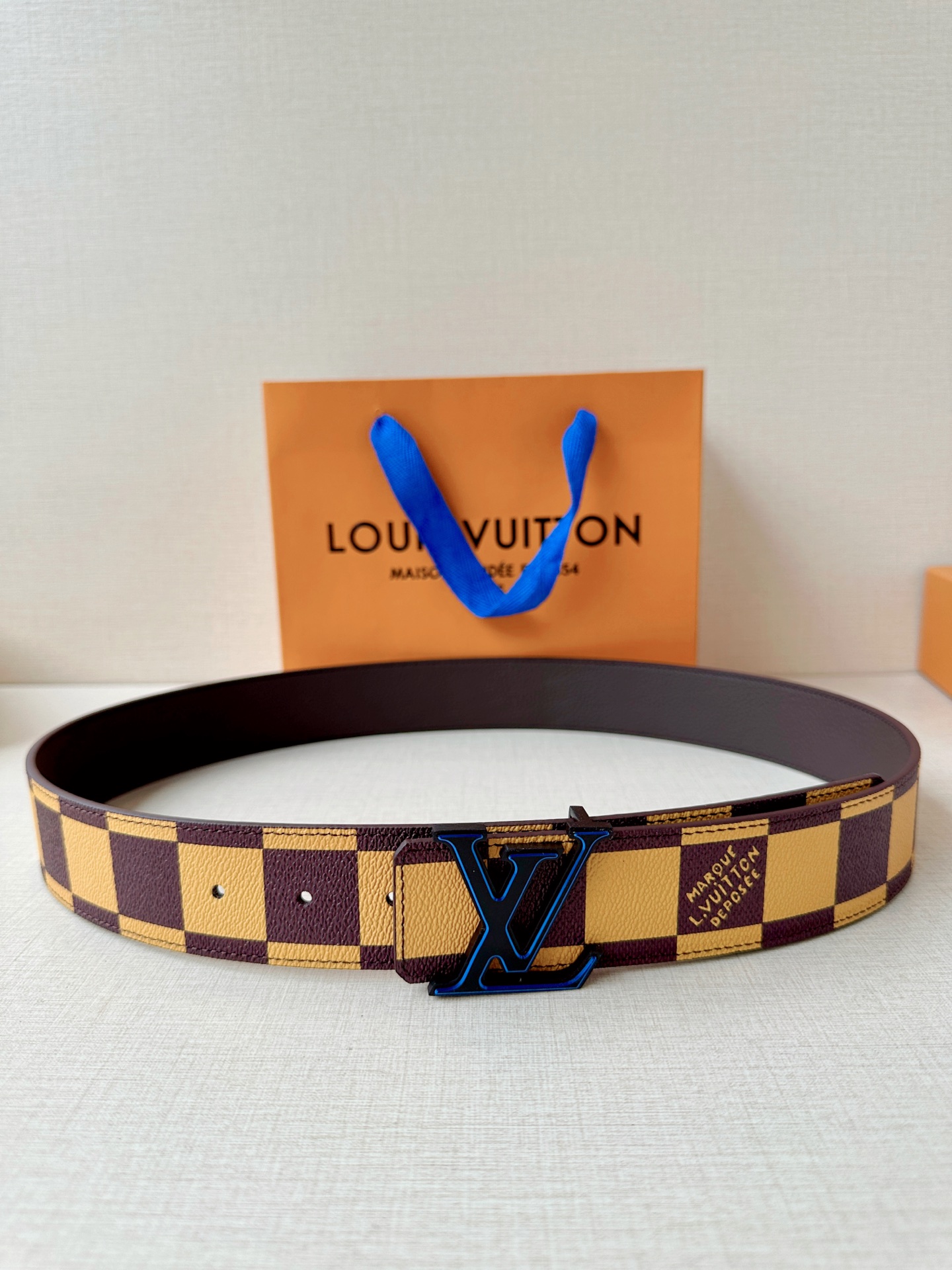 LV 一比一棋盤格拼色皮帶|經典LV扣頭簡約百搭男士腰帶| 12 LV 一比一棋盤格拼色皮帶|經典LV扣頭簡約百搭男士腰帶