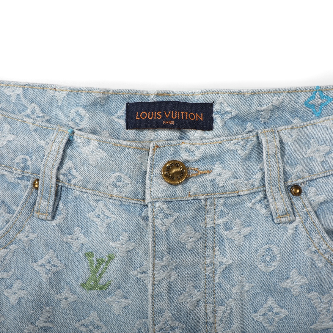 LV 高仿 彩色Monogram牛仔褲 淺藍水洗 寬鬆休閒款| 13 LV 高仿 彩色Monogram牛仔褲 淺藍水洗 寬鬆休閒款