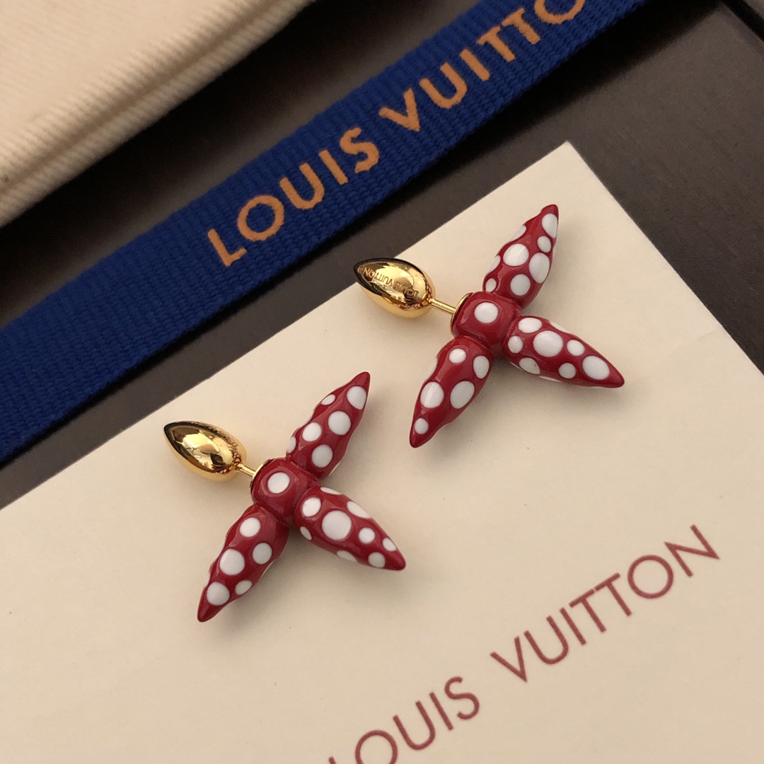 LV 高仿 女款 波點花朵耳環 紅白撞色設計 時尚百搭潮流飾品推薦| 12 LV 高仿 女款 波點花朵耳環 紅白撞色設計 時尚百搭潮流飾品推薦