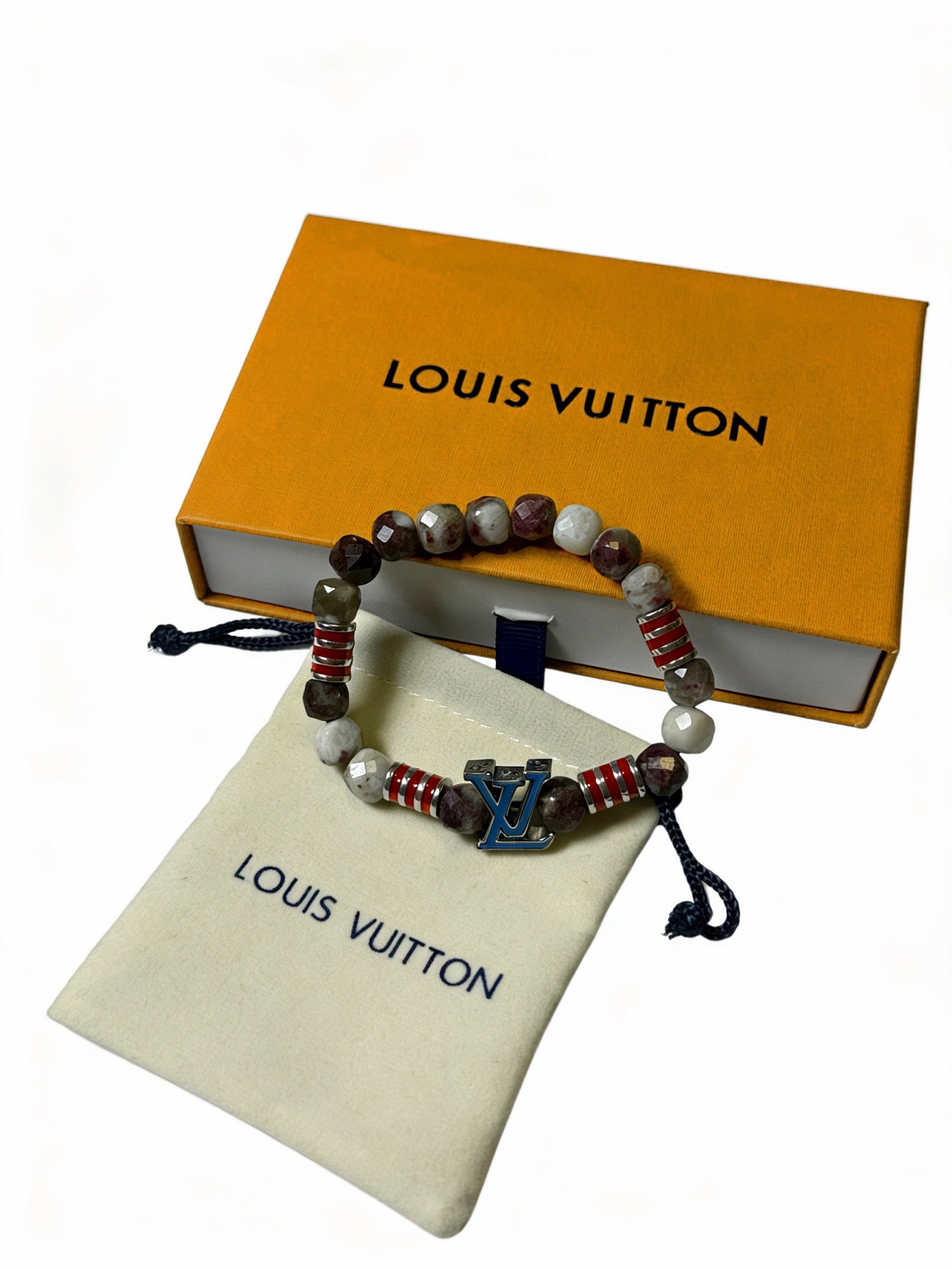 LV A貨 紅白拼色寶石手串 潮流個性設計| 7 LV A貨 紅白拼色寶石手串 潮流個性設計