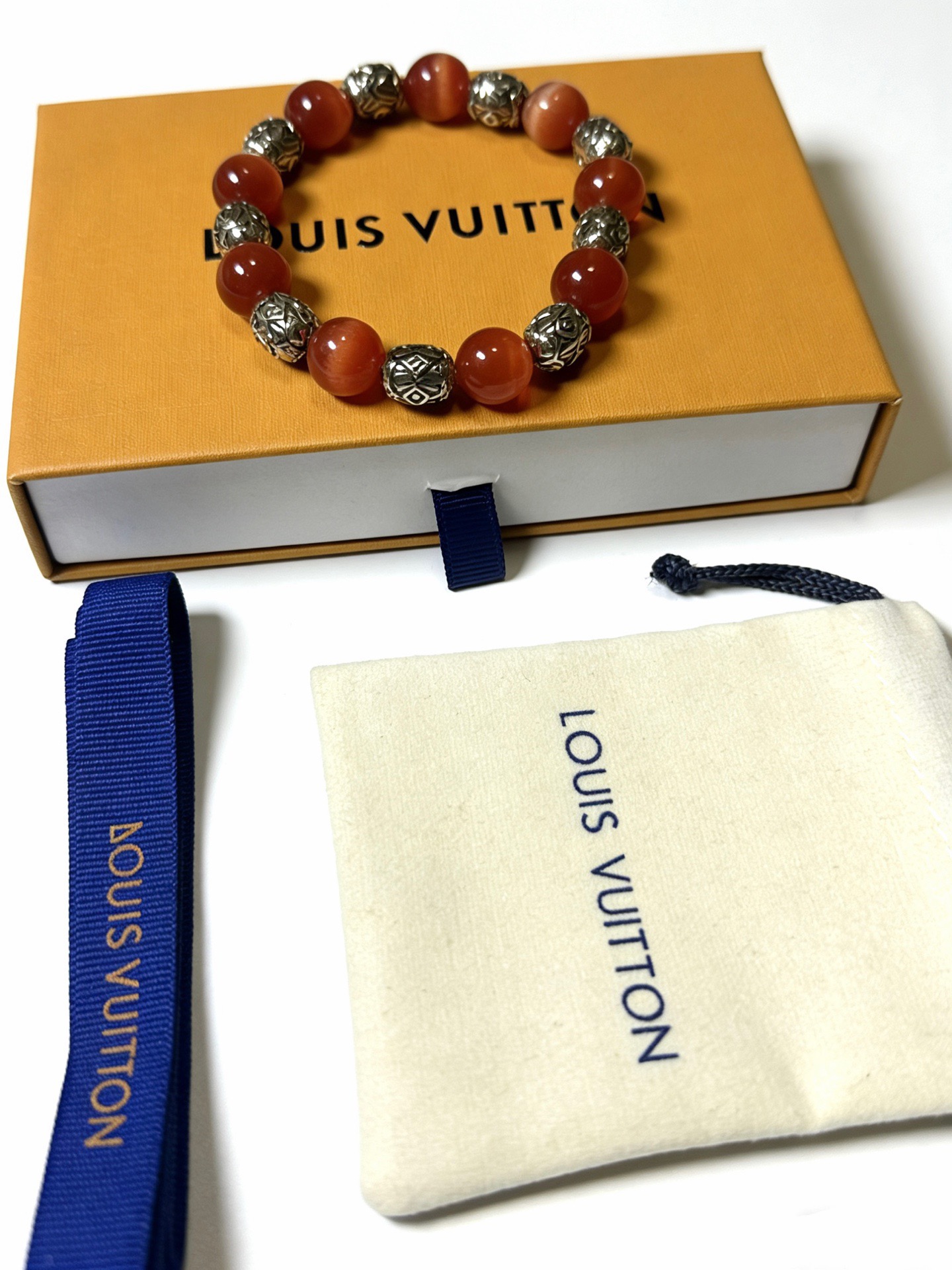 LV 一比一 橘色天然珠串手鍊 精品還原潮流配件| 7 LV 一比一 橘色天然珠串手鍊 精品還原潮流配件