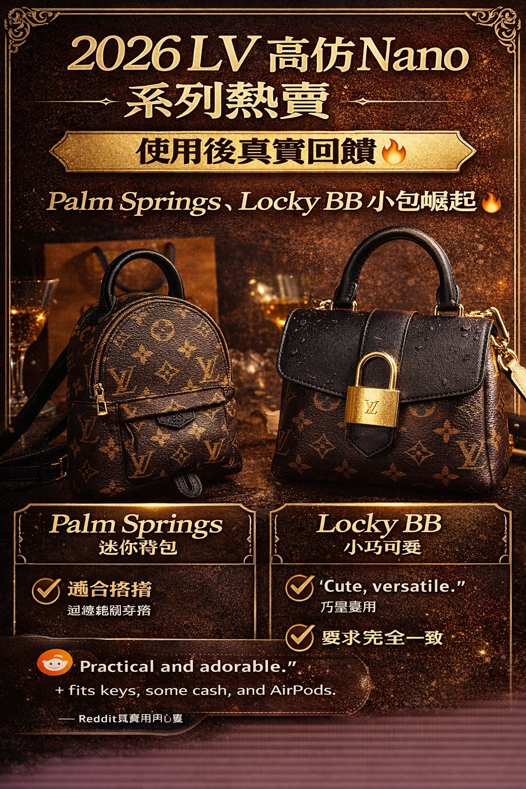 2026 LV高仿Nano系列熱賣實測：Palm Springs、Locky BB小包真實使用回饋