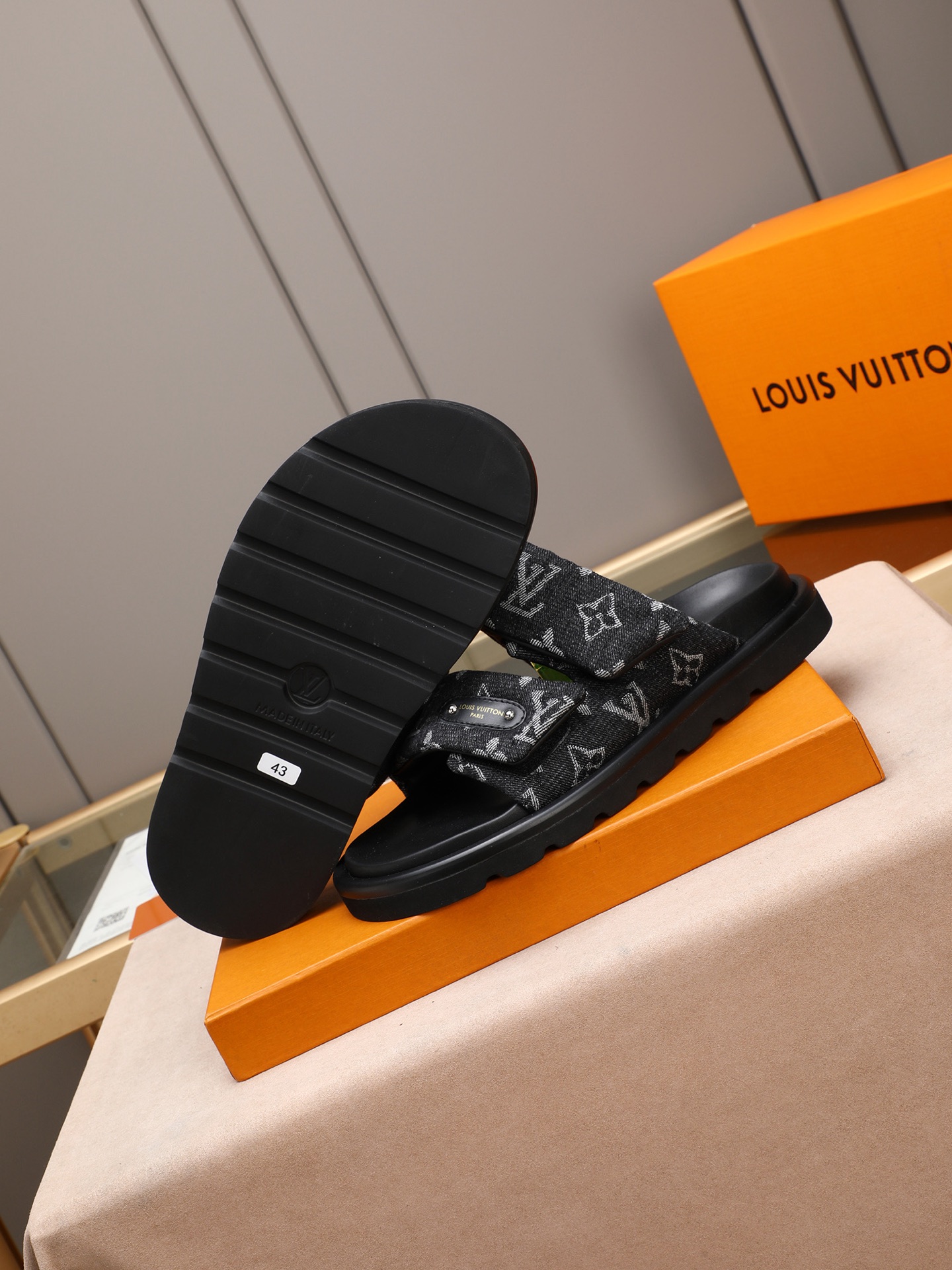 LV 原單 雙帶藍色Monogram拖鞋 高端休閒厚底涼拖| 13 LV 原單 雙帶藍色Monogram拖鞋 高端休閒厚底涼拖