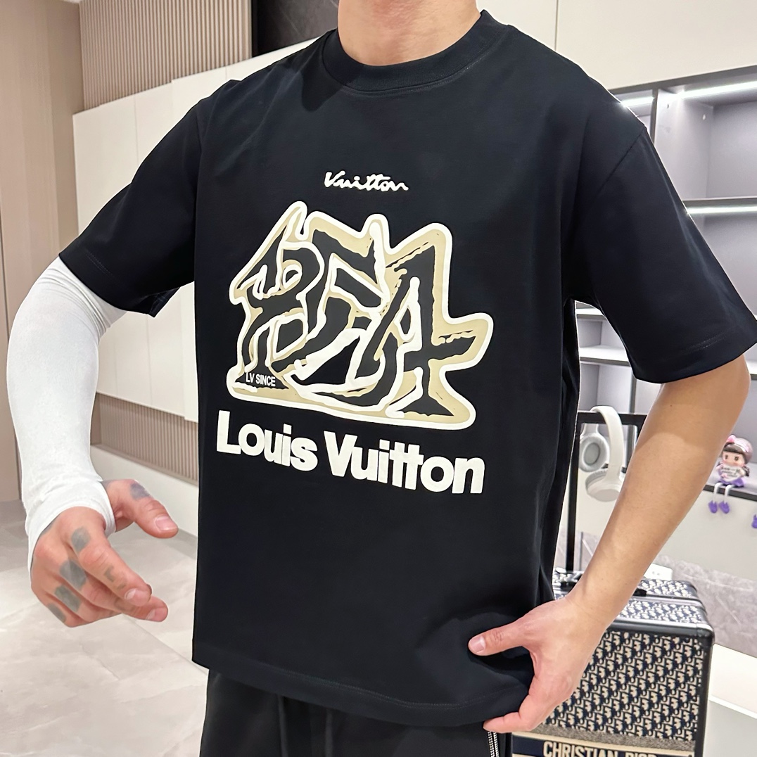 LV一比一 涂鸦艺术印花短袖T恤 黑色街头潮流款| 14 LV一比一 涂鸦艺术印花短袖T恤 黑色街头潮流款