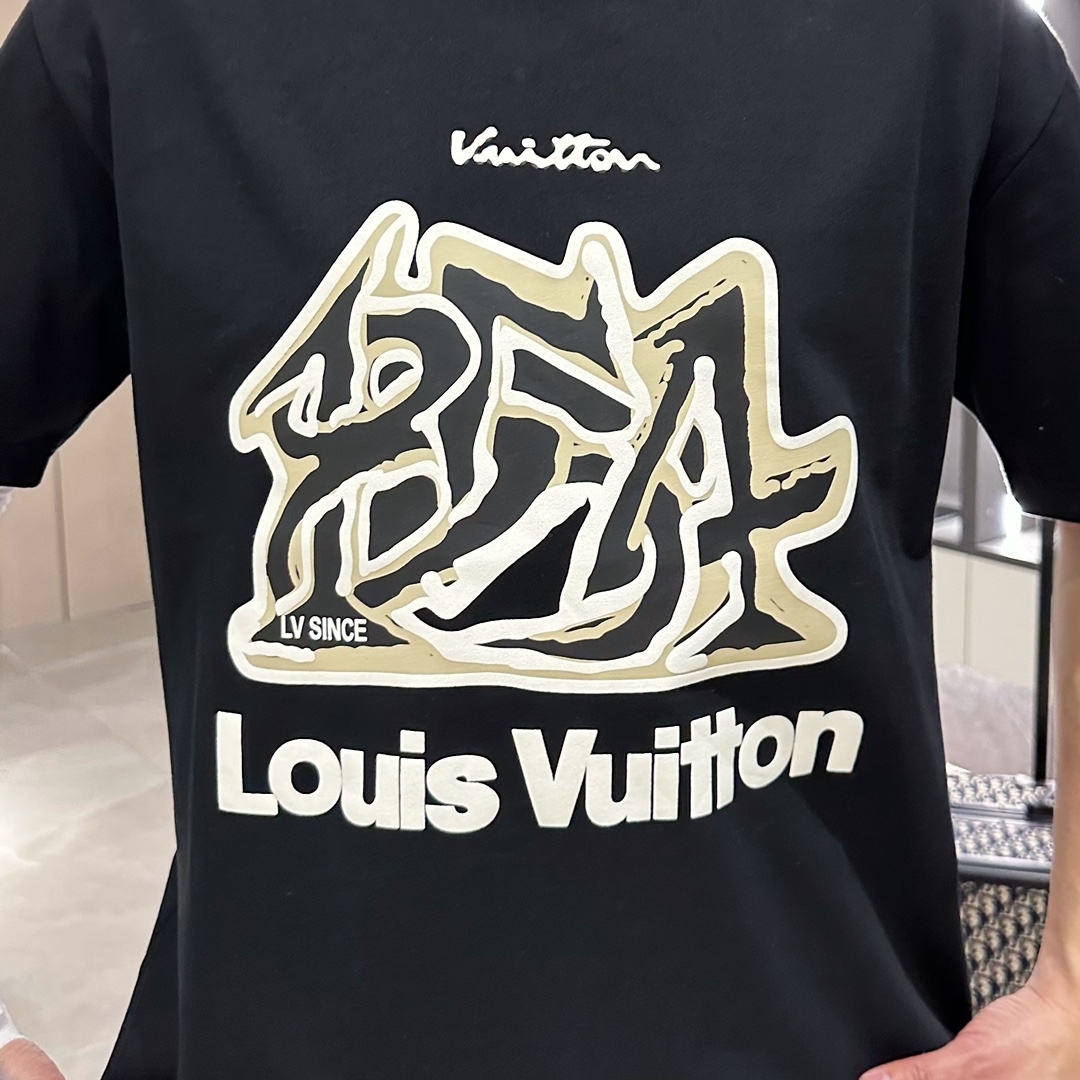 LV一比一 涂鸦艺术印花短袖T恤 黑色街头潮流款| 8 LV一比一 涂鸦艺术印花短袖T恤 黑色街头潮流款