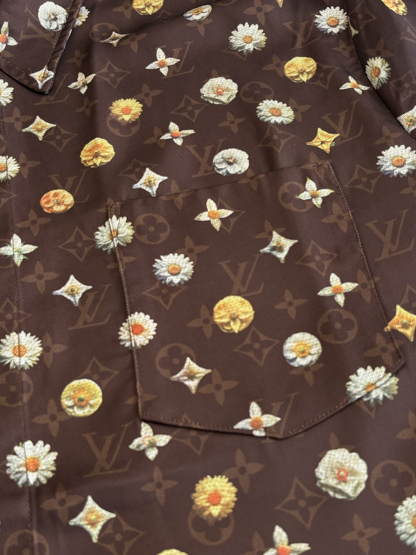 LV 高仿 滿版花卉Monogram短袖襯衫 咖啡色休閒時尚款| 10 LV 高仿 滿版花卉Monogram短袖襯衫 咖啡色休閒時尚款