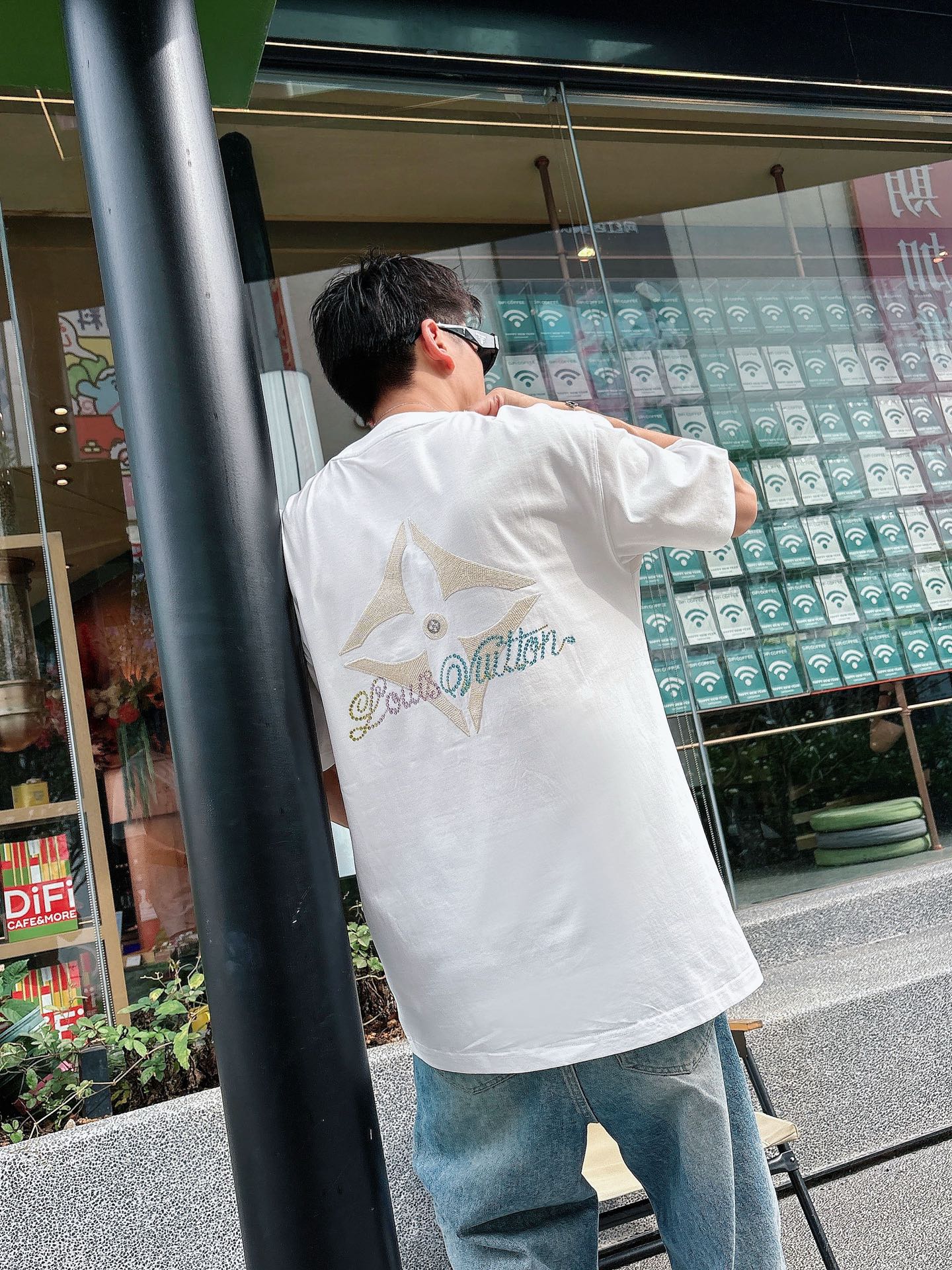 LV 高仿 字母印花短袖T恤 白色潮流款 男士寬鬆休閒上衣| 15 LV 高仿 字母印花短袖T恤 白色潮流款 男士寬鬆休閒上衣