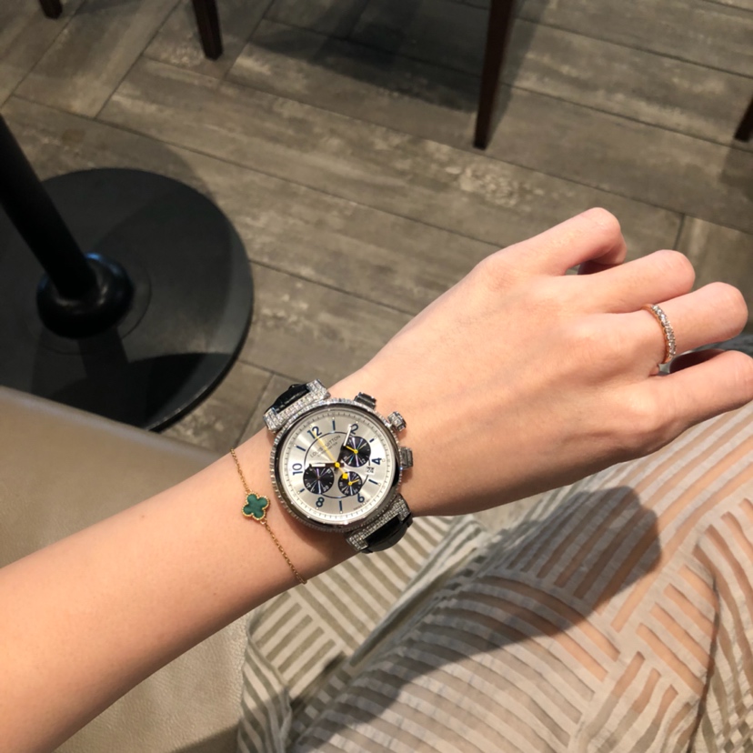 LV一比一女士手錶 銀色鑲鑽錶圈 多功能計時高端腕錶| 13 LV一比一女士手錶 銀色鑲鑽錶圈 多功能計時高端腕錶