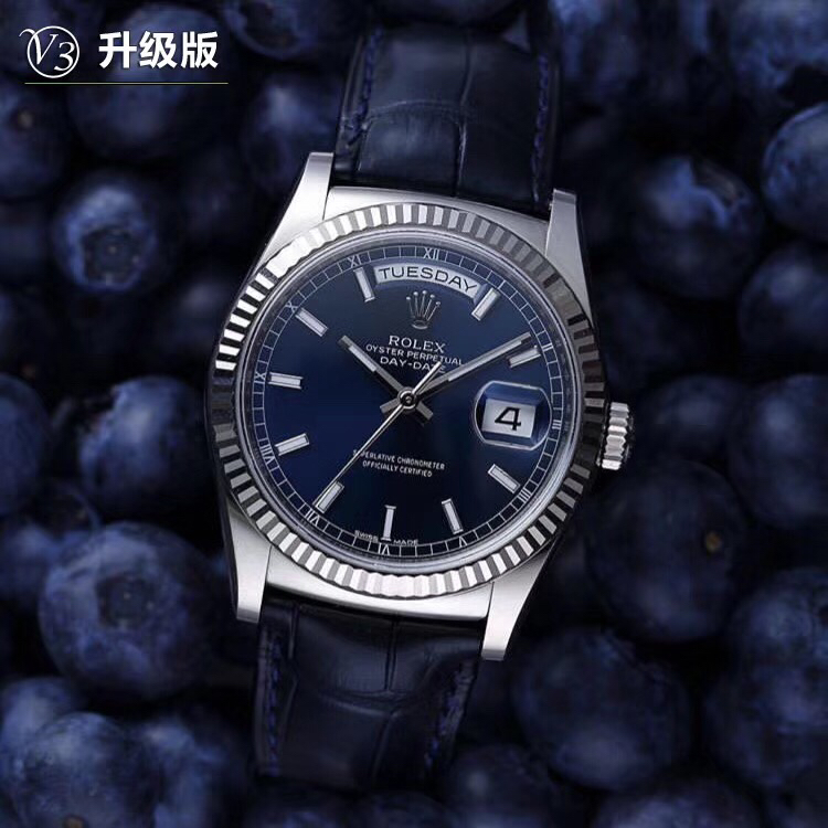 高仿 Rolex 總統表藍盤鋼殼皮帶星期日历男士高仿腕錶| 14 高仿 Rolex 總統表藍盤鋼殼皮帶星期日历男士高仿腕錶