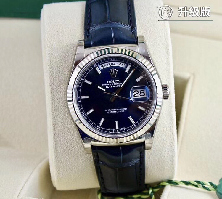 高仿 Rolex 總統表藍盤鋼殼皮帶星期日历男士高仿腕錶| 12 高仿 Rolex 總統表藍盤鋼殼皮帶星期日历男士高仿腕錶