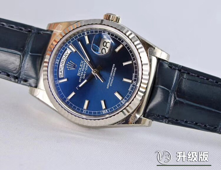 高仿 Rolex 總統表藍盤鋼殼皮帶星期日历男士高仿腕錶| 11 高仿 Rolex 總統表藍盤鋼殼皮帶星期日历男士高仿腕錶
