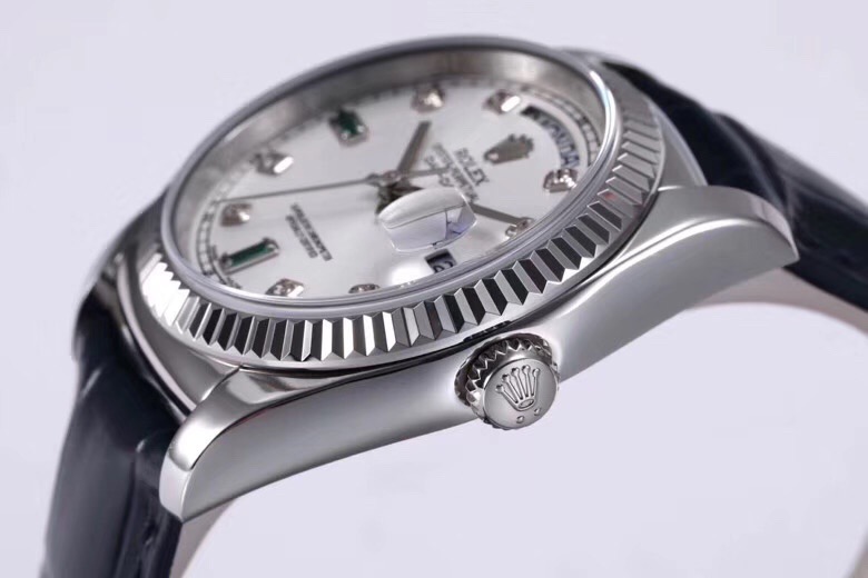 高仿 Rolex 總統表白盤鑽刻度鋼殼皮帶星期日历高仿腕錶| 11 高仿 Rolex 總統表白盤鑽刻度鋼殼皮帶星期日历高仿腕錶