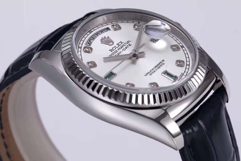 高仿 Rolex 總統表白盤鑽刻度鋼殼皮帶星期日历高仿腕錶| 10 高仿 Rolex 總統表白盤鑽刻度鋼殼皮帶星期日历高仿腕錶
