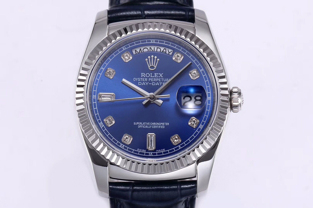一比一 Rolex 總統表藍盤鑽刻度鋼殼皮帶星期日历高仿腕錶| 14 一比一 Rolex 總統表藍盤鑽刻度鋼殼皮帶星期日历高仿腕錶