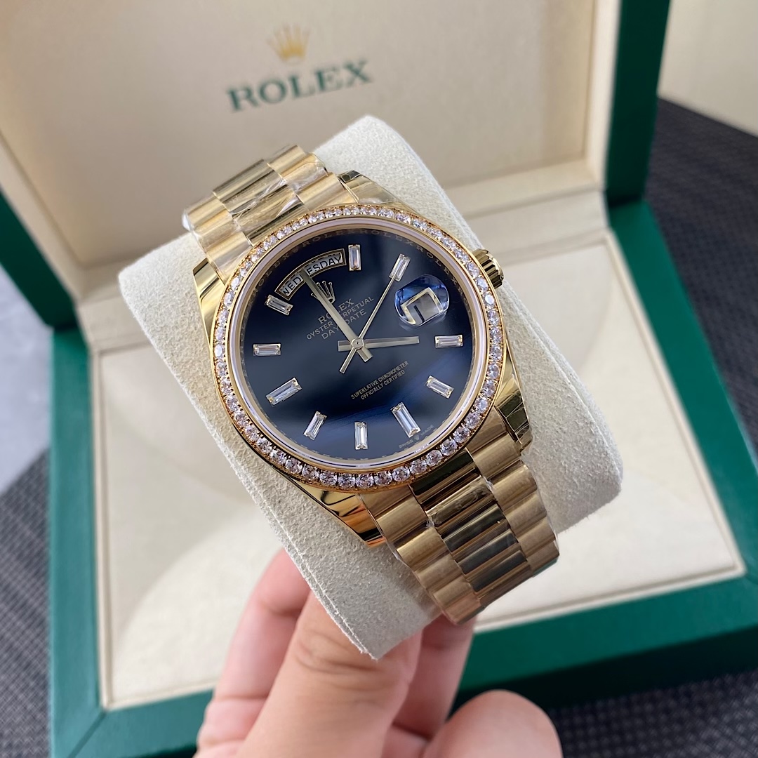 A貨 Rolex 總統表鑽圈黑盤金帶星期日历高仿奢華款腕錶| 11 A貨 Rolex 總統表鑽圈黑盤金帶星期日历高仿奢華款腕錶