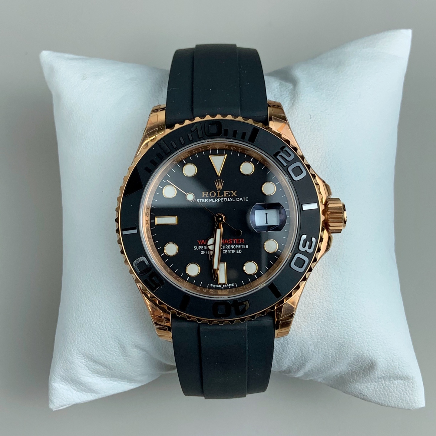Rolex Yacht-Master 黑盘橡胶带男士机械腕表 高仿复刻