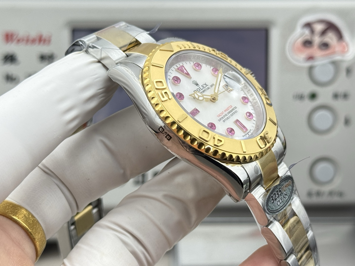 Rolex 原單 Yacht-Master 珍珠母贝盘粉钻刻度女款机械腕表| 10 Rolex 原單 Yacht-Master 珍珠母贝盘粉钻刻度女款机械腕表