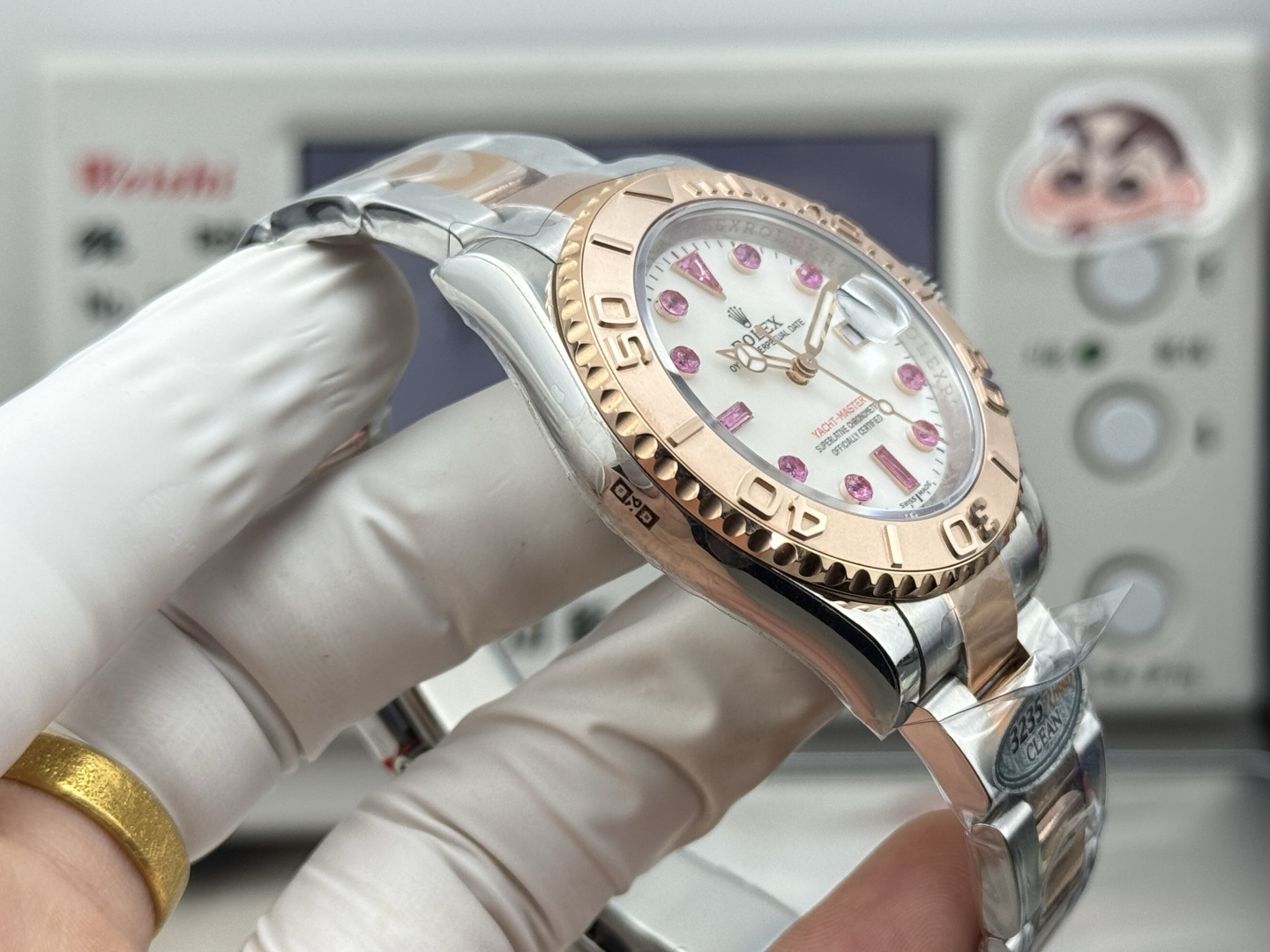 Rolex高仿 Yacht-Master 玫瑰金珍珠母贝粉钻女款机械腕表| 11 Rolex高仿 Yacht-Master 玫瑰金珍珠母贝粉钻女款机械腕表