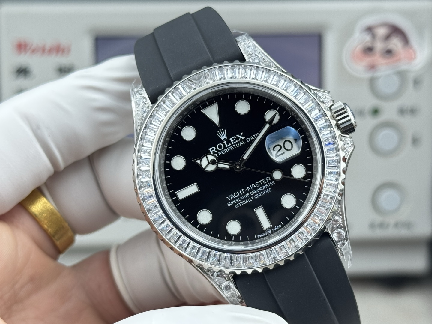 ROLEX 高仿 男款 Yacht-Master 彩鑽黑面 高級訂製腕錶| 14 ROLEX 高仿 男款 Yacht-Master 彩鑽黑面 高級訂製腕錶