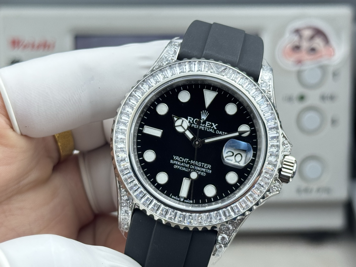 ROLEX 高仿 男款 Yacht-Master 彩鑽黑面 高級訂製腕錶| 13 ROLEX 高仿 男款 Yacht-Master 彩鑽黑面 高級訂製腕錶