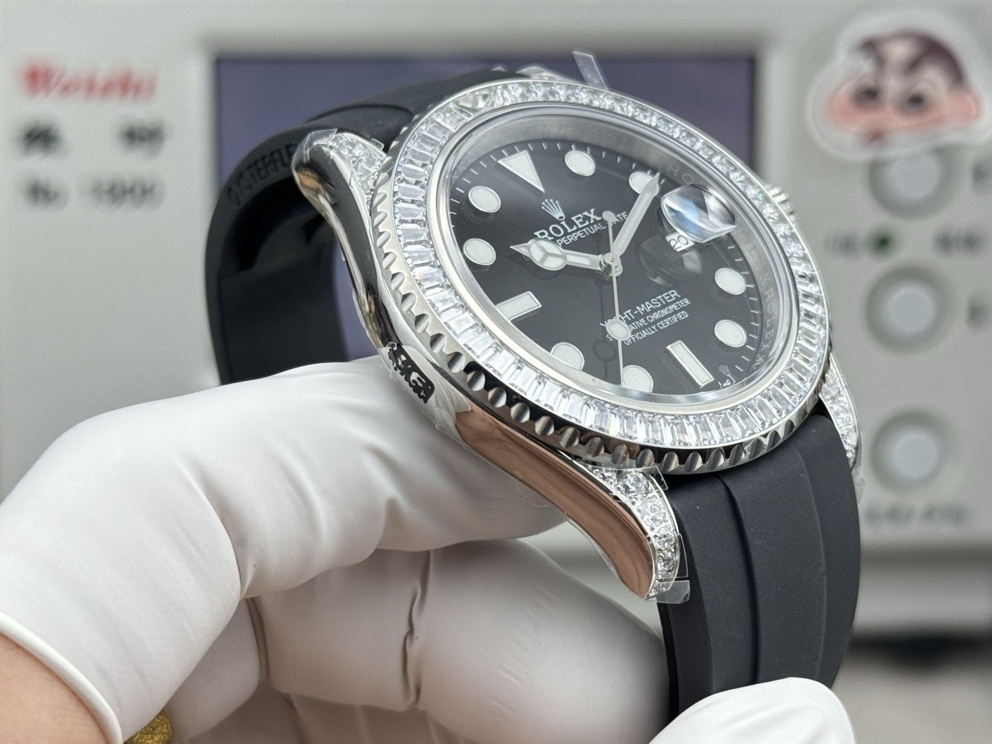 ROLEX 高仿 男款 Yacht-Master 彩鑽黑面 高級訂製腕錶| 11 ROLEX 高仿 男款 Yacht-Master 彩鑽黑面 高級訂製腕錶