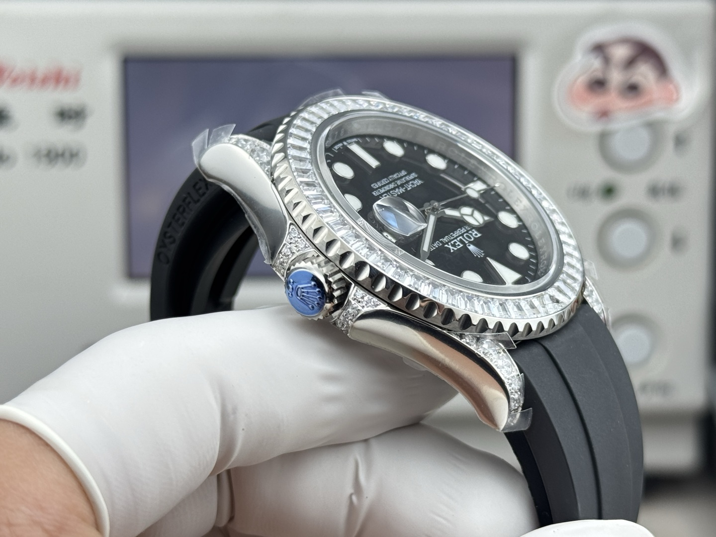 ROLEX 高仿 男款 Yacht-Master 彩鑽黑面 高級訂製腕錶| 10 ROLEX 高仿 男款 Yacht-Master 彩鑽黑面 高級訂製腕錶