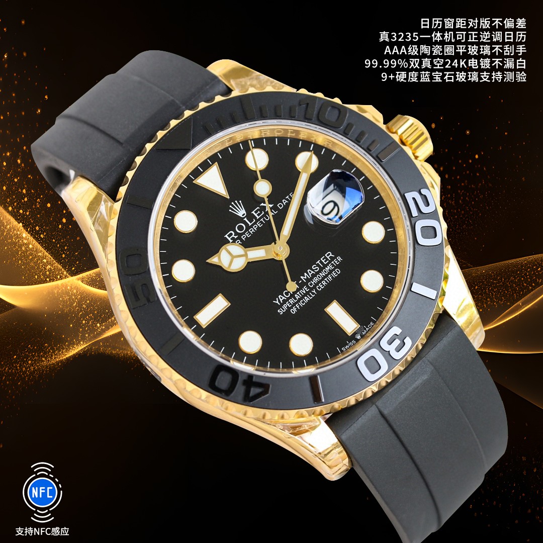 ROLEX A貨 男款 Yacht-Master 黑面陶瓷圈 膠帶運動腕錶| 14 ROLEX A貨 男款 Yacht-Master 黑面陶瓷圈 膠帶運動腕錶