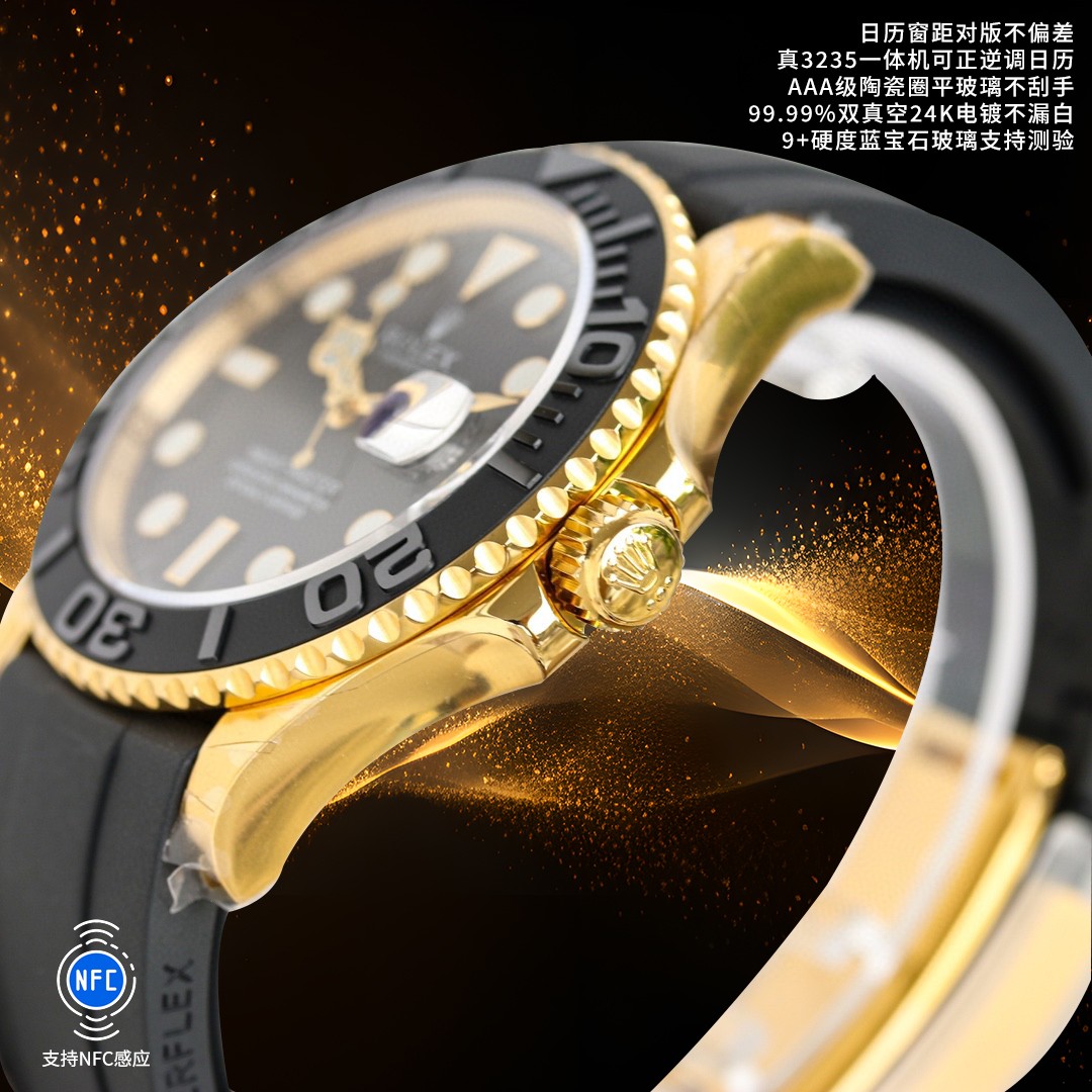 ROLEX A貨 男款 Yacht-Master 黑面陶瓷圈 膠帶運動腕錶| 12 ROLEX A貨 男款 Yacht-Master 黑面陶瓷圈 膠帶運動腕錶