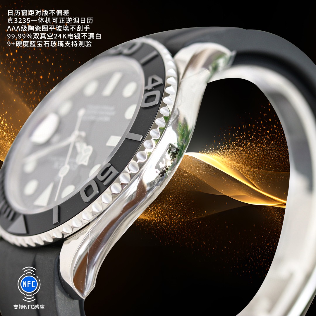 ROLEX 高仿 男款 Yacht-Master 黑金配色 運動休閒腕錶| 10 ROLEX 高仿 男款 Yacht-Master 黑金配色 運動休閒腕錶