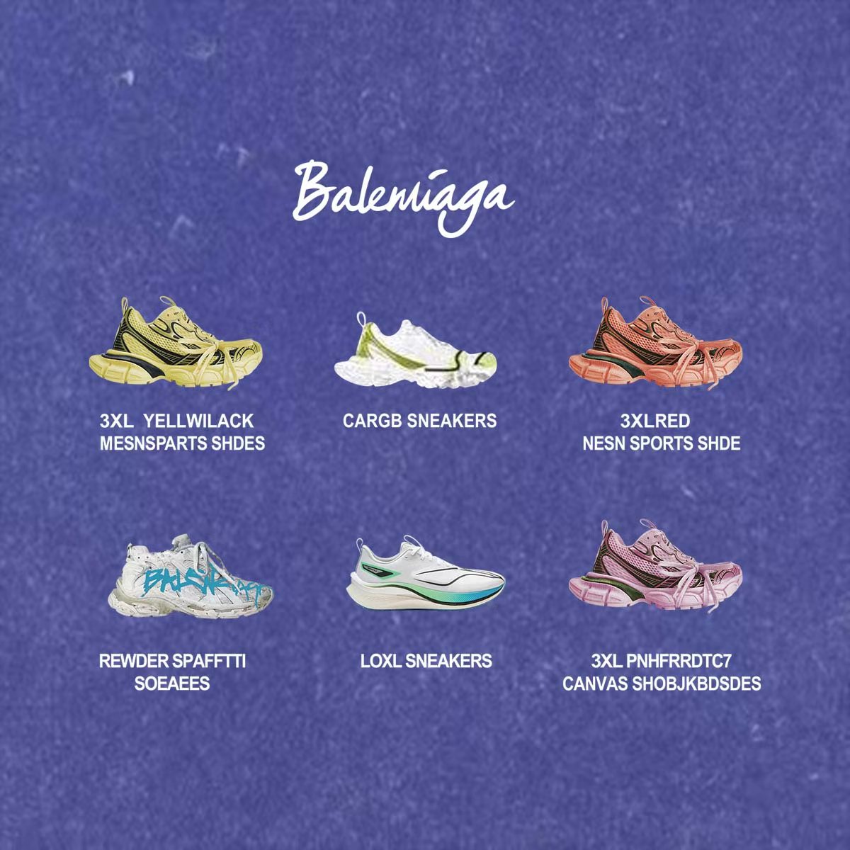 Balenciaga 高仿鞋款圖案印花短袖T恤 寬鬆版時尚百搭男女同款藍色| 13 Balenciaga 高仿鞋款圖案印花短袖T恤 寬鬆版時尚百搭男女同款藍色