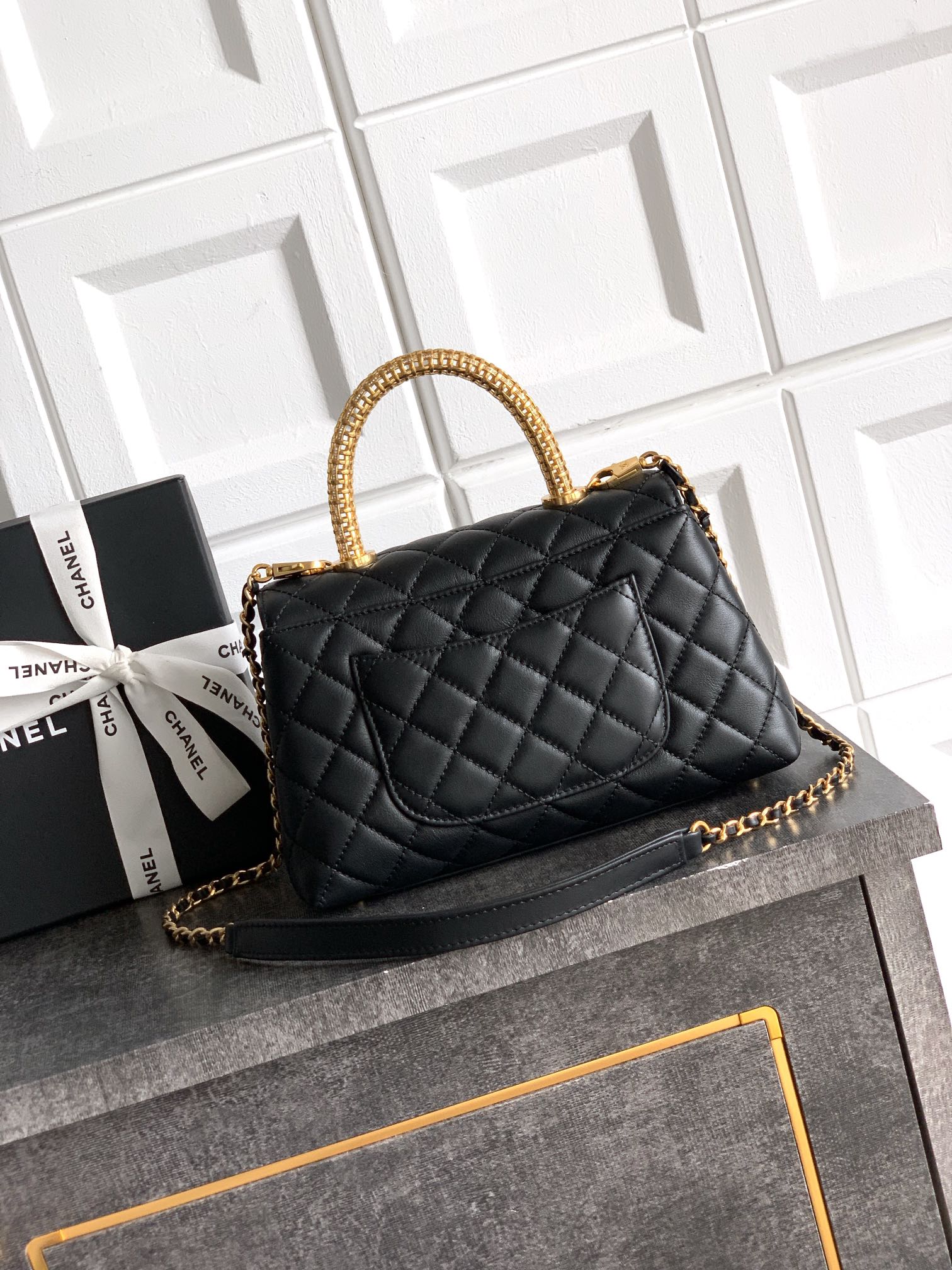 Chanel 高仿 女款 Coco Handle 大號菱格手提包 黑色 大容量高級款| 13 Chanel 高仿 女款 Coco Handle 大號菱格手提包 黑色 大容量高級款
