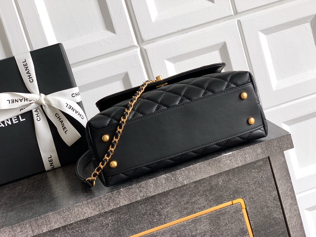 Chanel 高仿 女款 Coco Handle 大號菱格手提包 黑色 大容量高級款| 12 Chanel 高仿 女款 Coco Handle 大號菱格手提包 黑色 大容量高級款