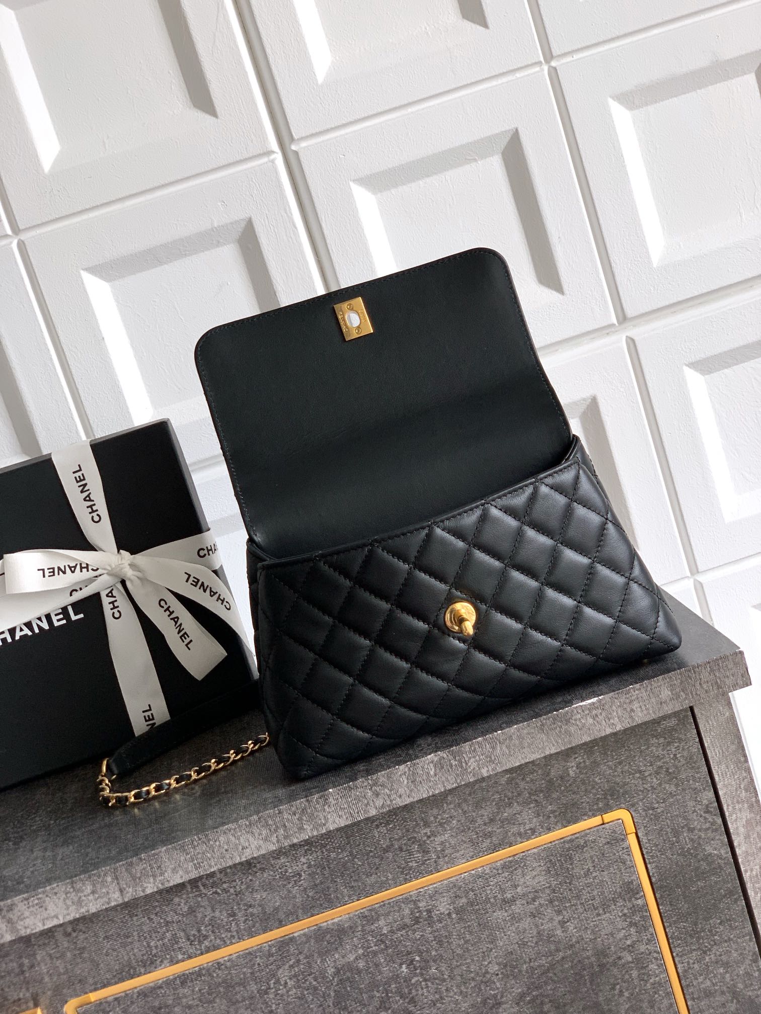 Chanel 高仿 女款 Coco Handle 大號菱格手提包 黑色 大容量高級款| 11 Chanel 高仿 女款 Coco Handle 大號菱格手提包 黑色 大容量高級款