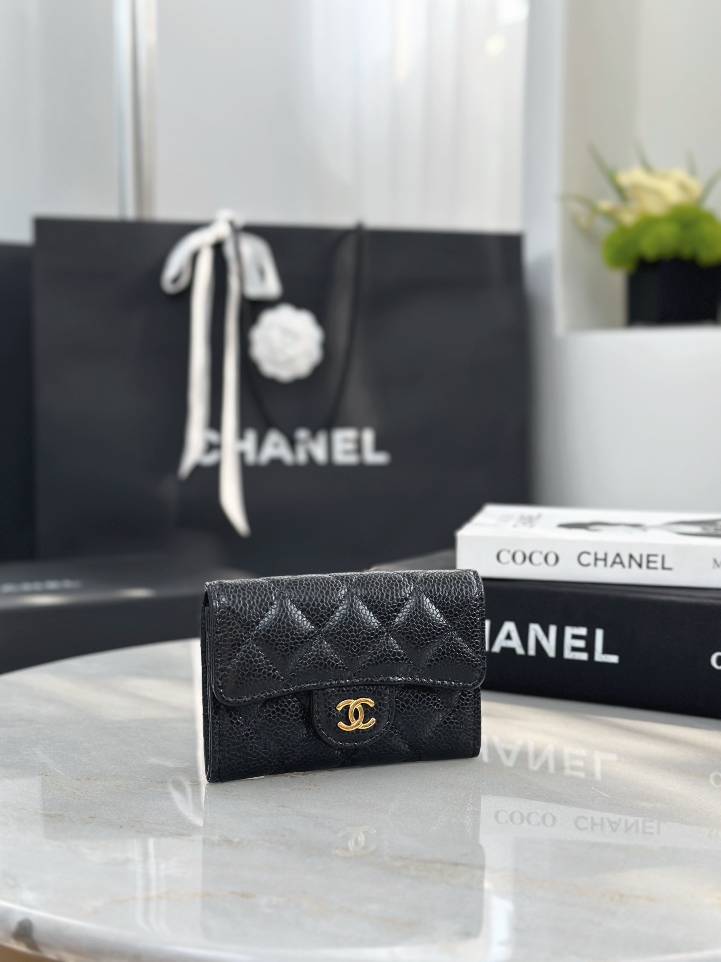 Chanel 復刻 黑色菱格三折短夾 CC金扣小香卡包皮夾| 14 Chanel 復刻 黑色菱格三折短夾 CC金扣小香卡包皮夾