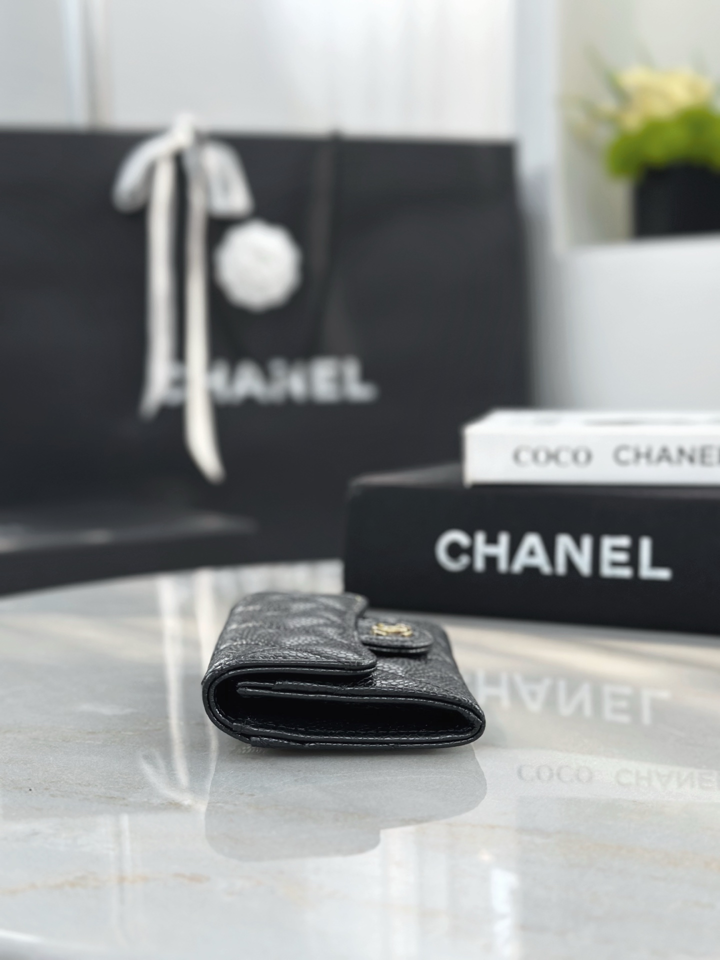 Chanel 復刻 黑色菱格三折短夾 CC金扣小香卡包皮夾| 12 Chanel 復刻 黑色菱格三折短夾 CC金扣小香卡包皮夾