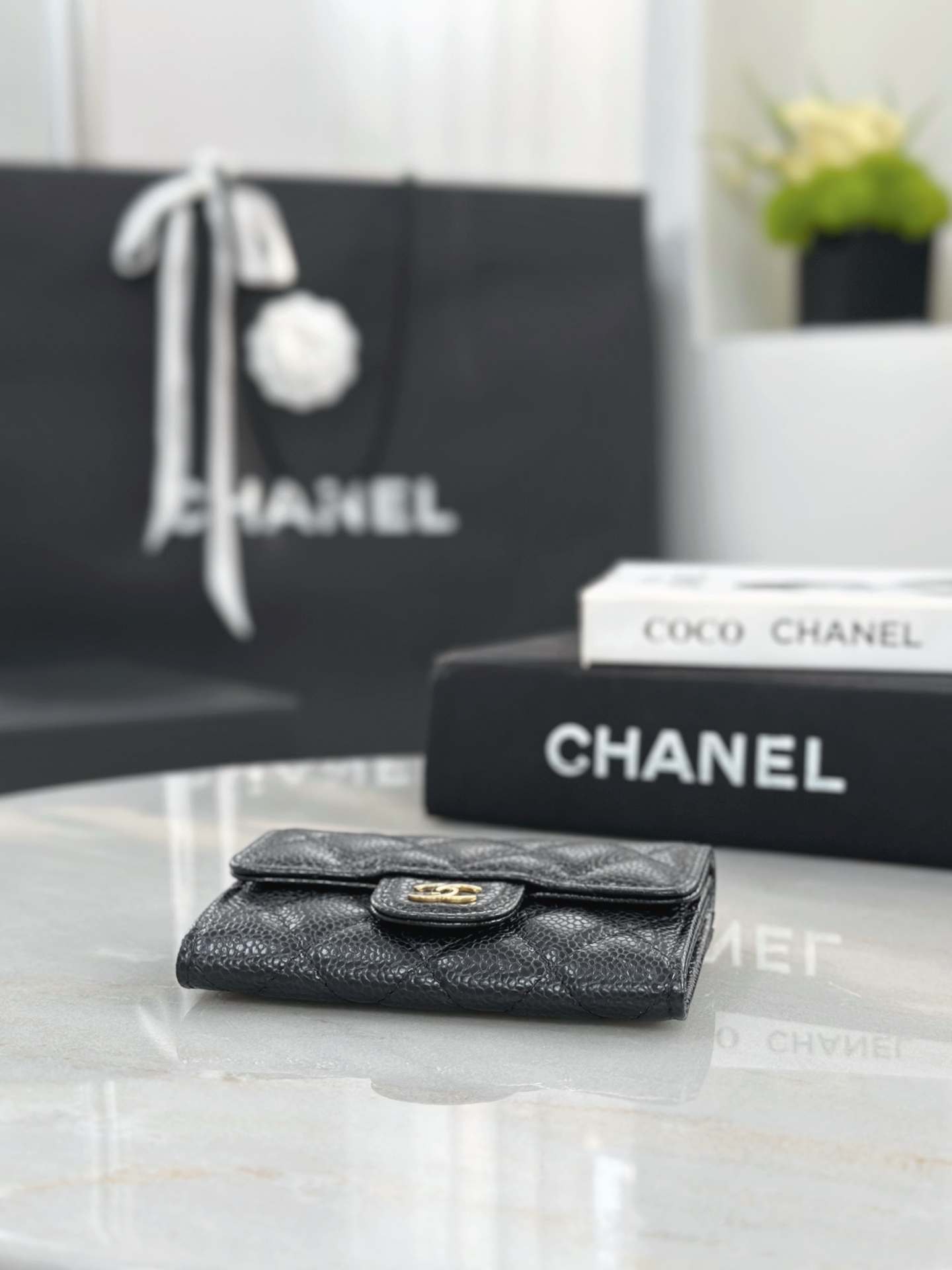 Chanel 復刻 黑色菱格三折短夾 CC金扣小香卡包皮夾| 11 Chanel 復刻 黑色菱格三折短夾 CC金扣小香卡包皮夾