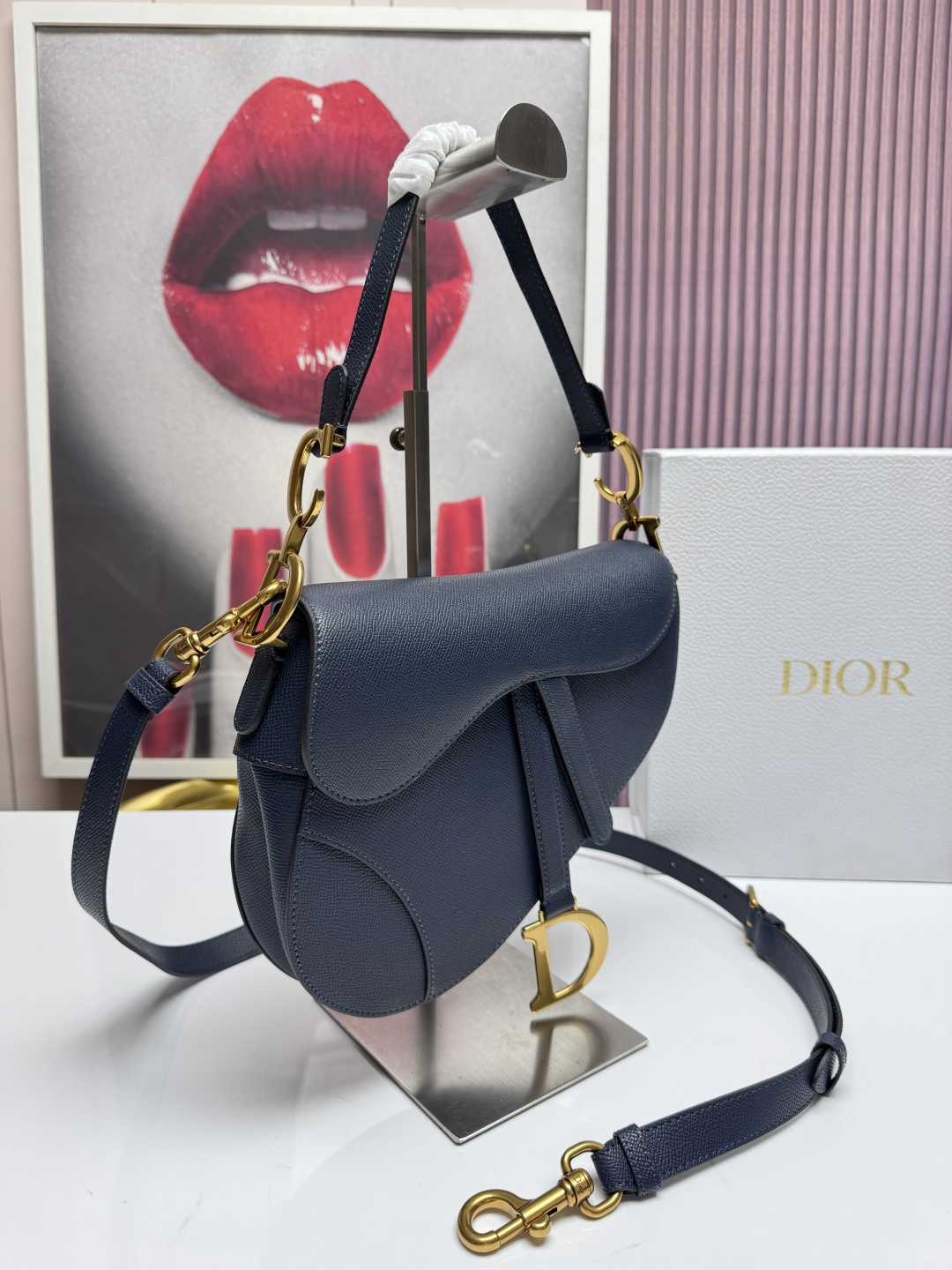 Dior A貨馬鞍包 深藍色皮革單肩包氣質百搭斜背款| 13 Dior A貨馬鞍包 深藍色皮革單肩包氣質百搭斜背款